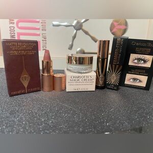 Charlotte Tilbury Matte Revolution Lipstick, Magic Cream, and Mascara Mini Trio